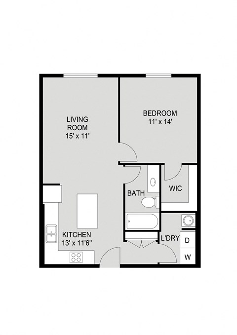 a floor plan of a 1 bedroom floor plan